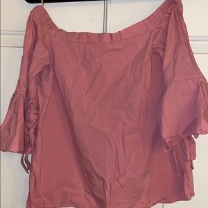 Pink off-the-shoulder blouse